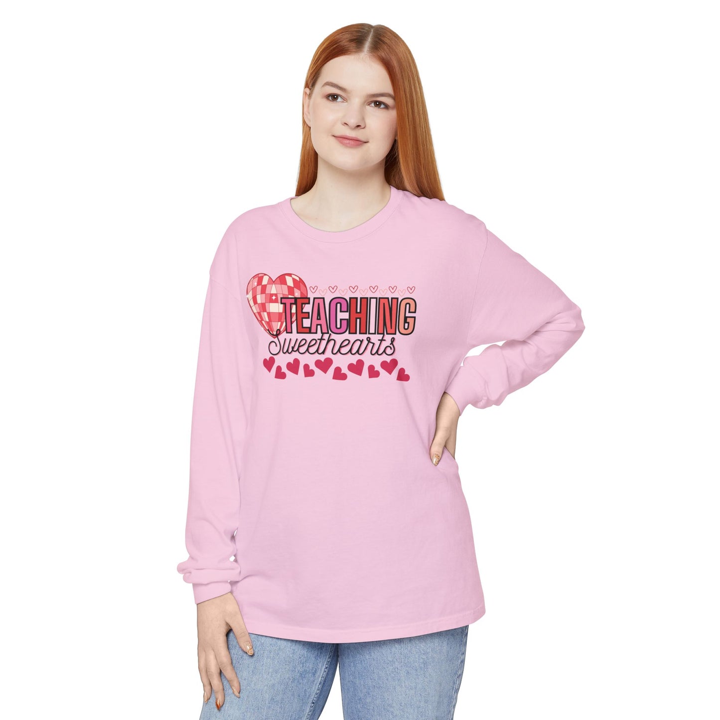 'Teaching Sweethearts' Unisex Garment-dyed Long Sleeve T-Shirt