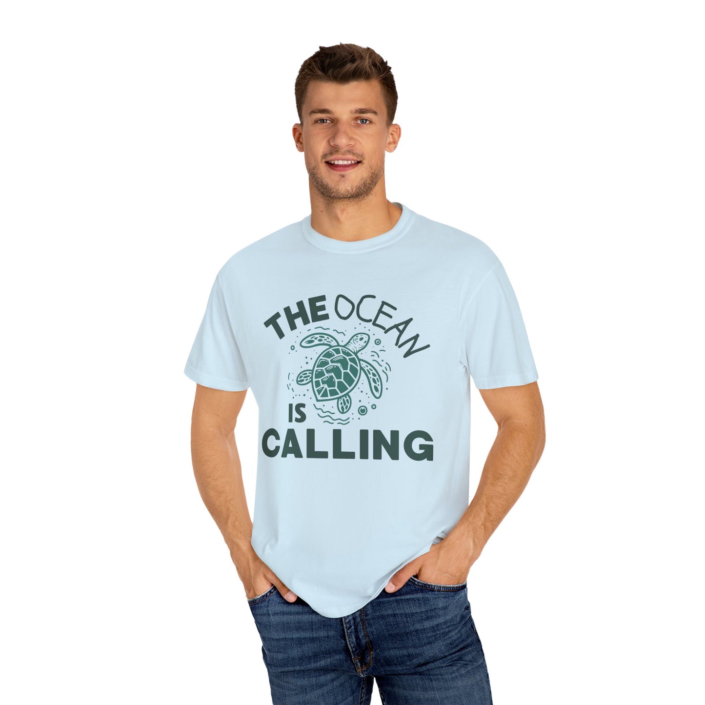'The Ocean Is Calling' Unisex Garment-Dyed T-shirt