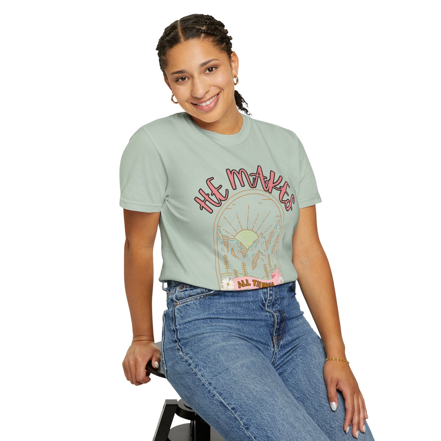 'He Makes All Things New' Unisex Garment-Dyed T-shirt