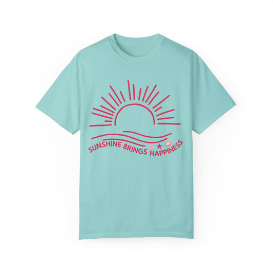 'Sunshine Brings Happiness' Unisex Garment-Dyed T-shirt