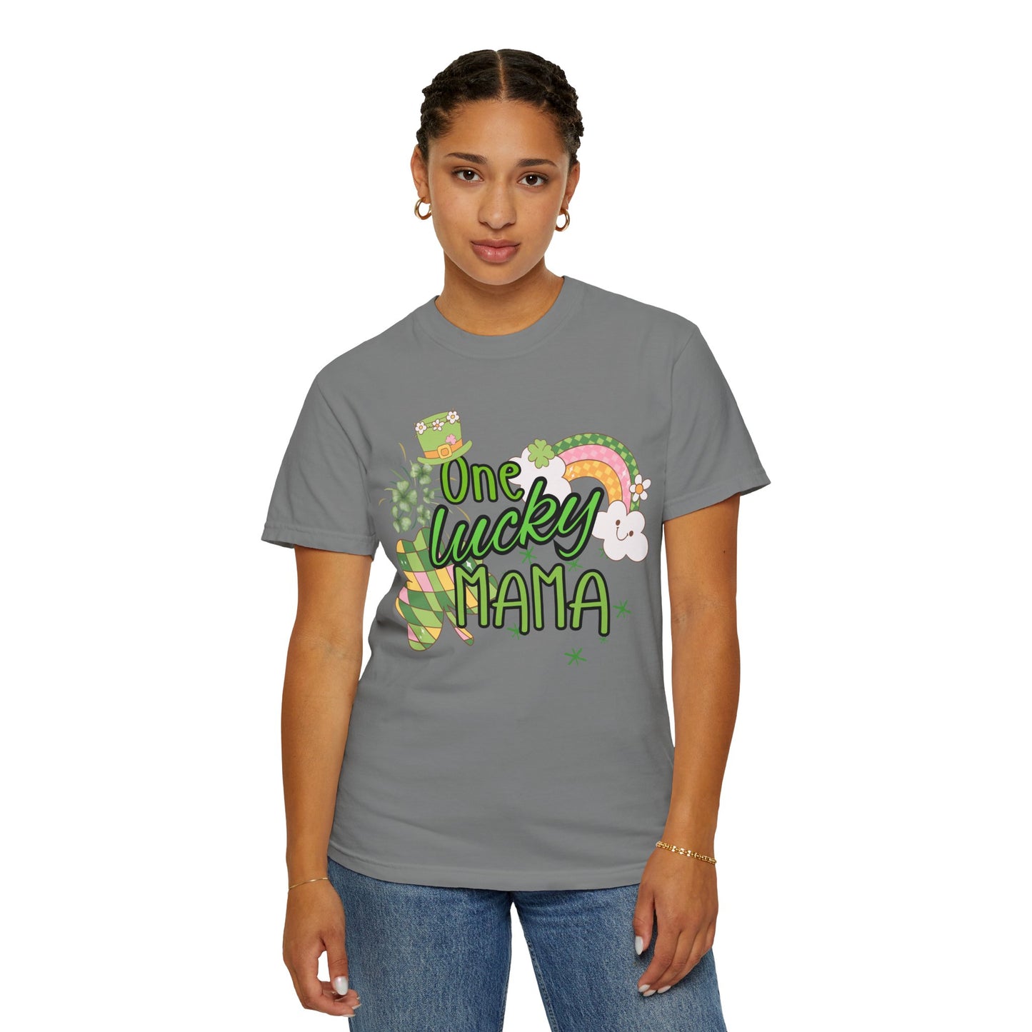 'One Lucky Mama' Unisex Garment-Dyed T-shirt