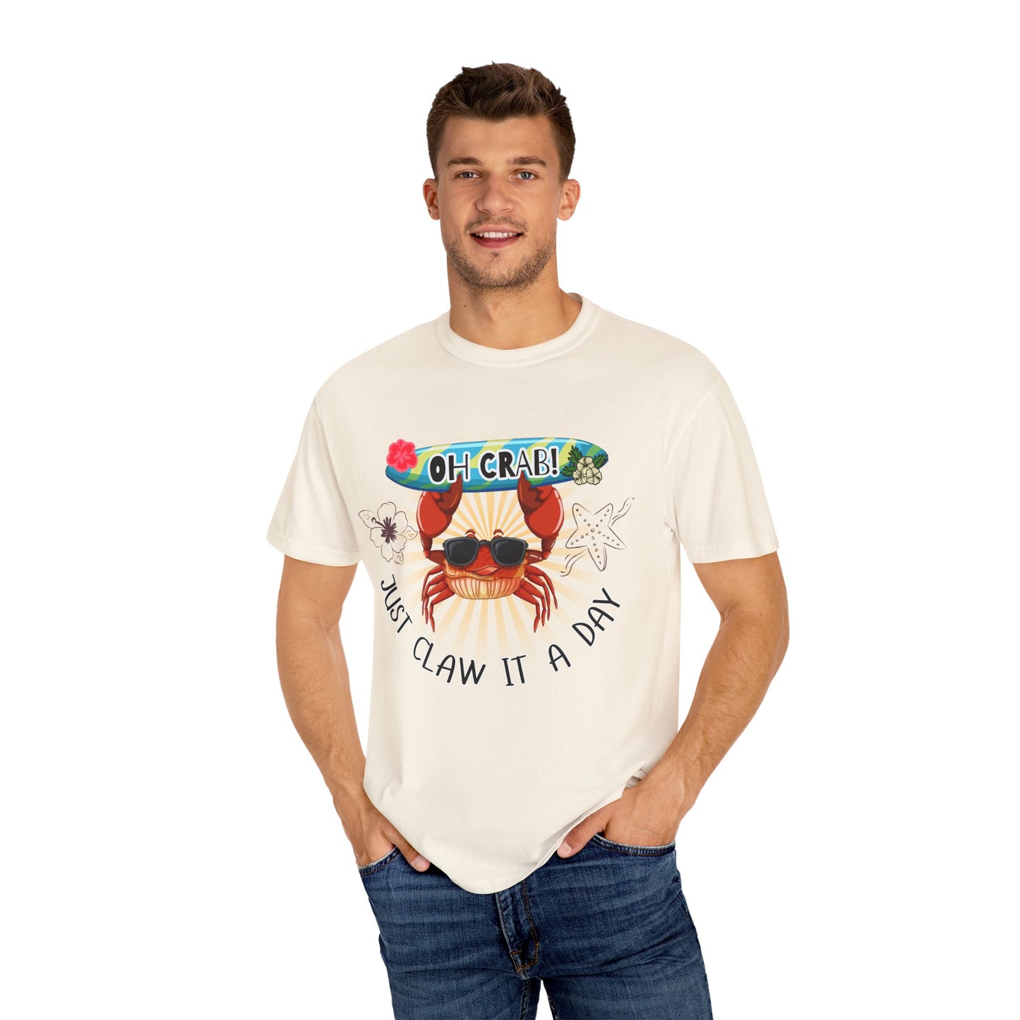 'Oh Crab! Just Claw It A Day' Unisex Garment-Dyed T-shirt