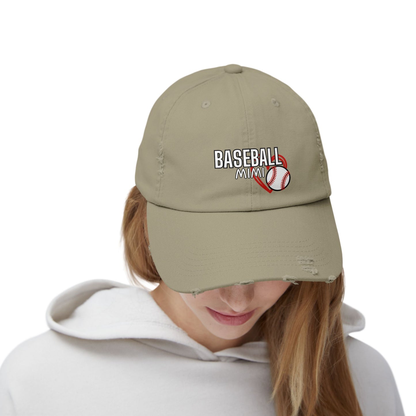 'Baseball Mimi' Unisex Distressed Cap