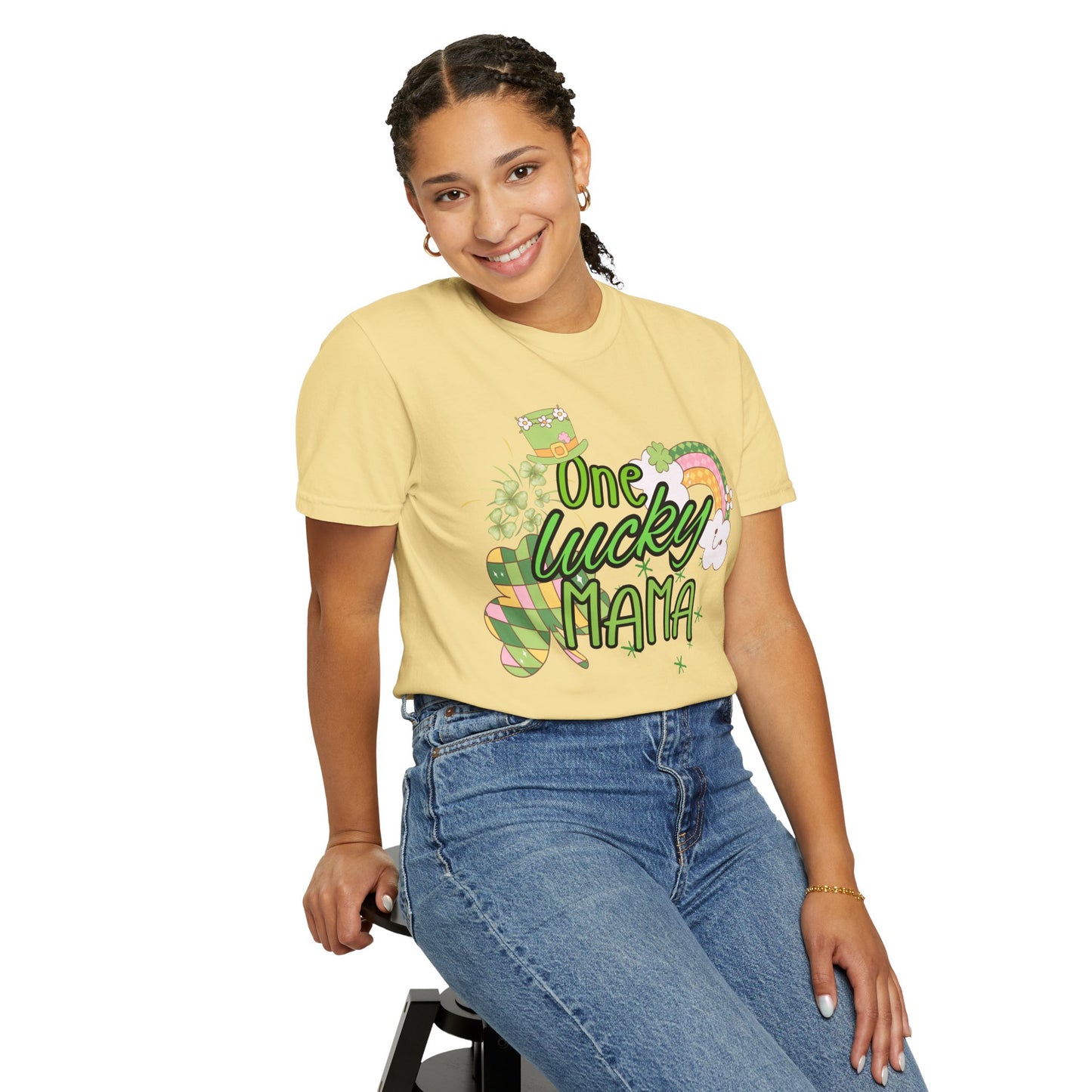 'One Lucky Mama' Unisex Garment-Dyed T-shirt