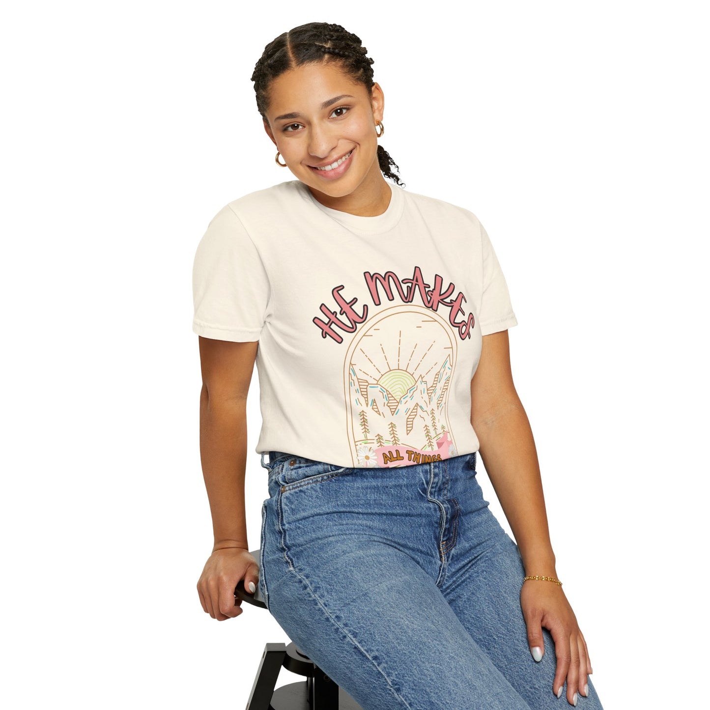 'He Makes All Things New' Unisex Garment-Dyed T-shirt