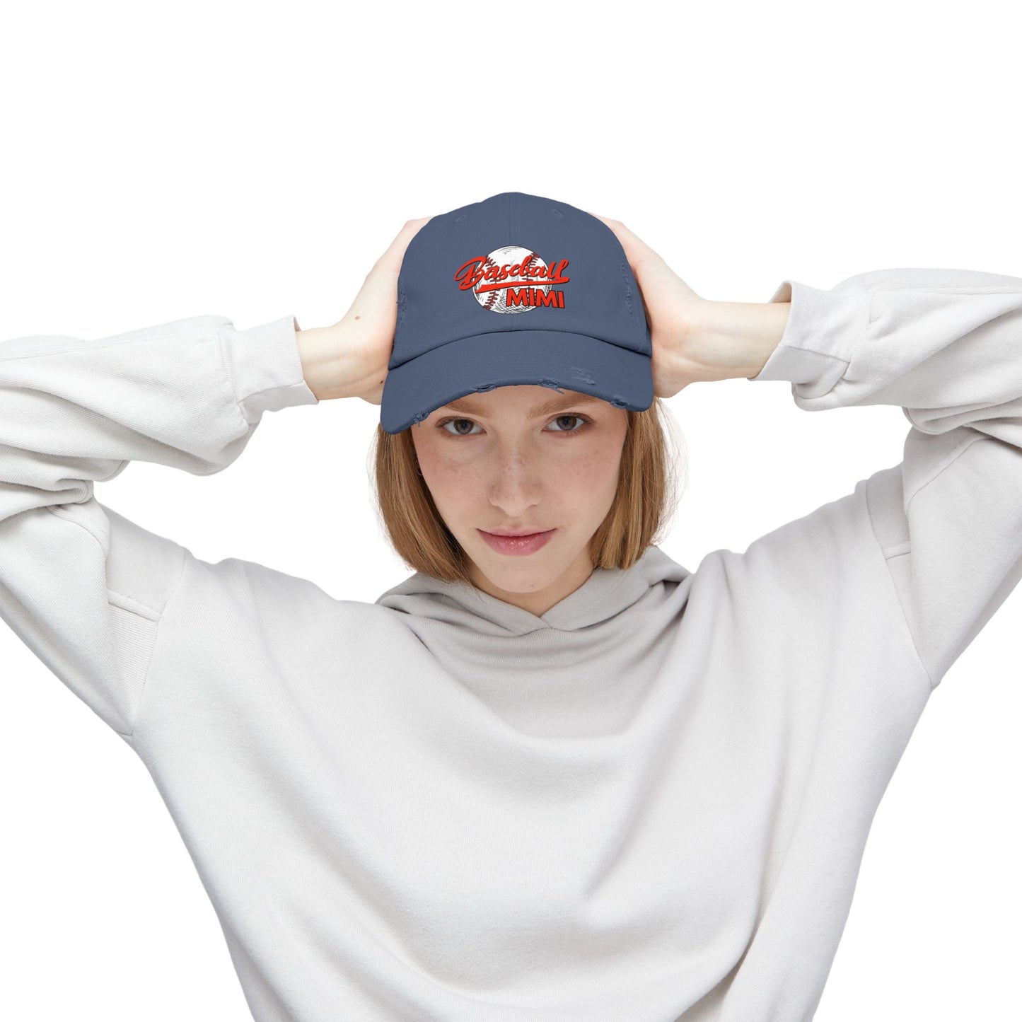 'Baseball Mimi' Unisex Distressed Cap