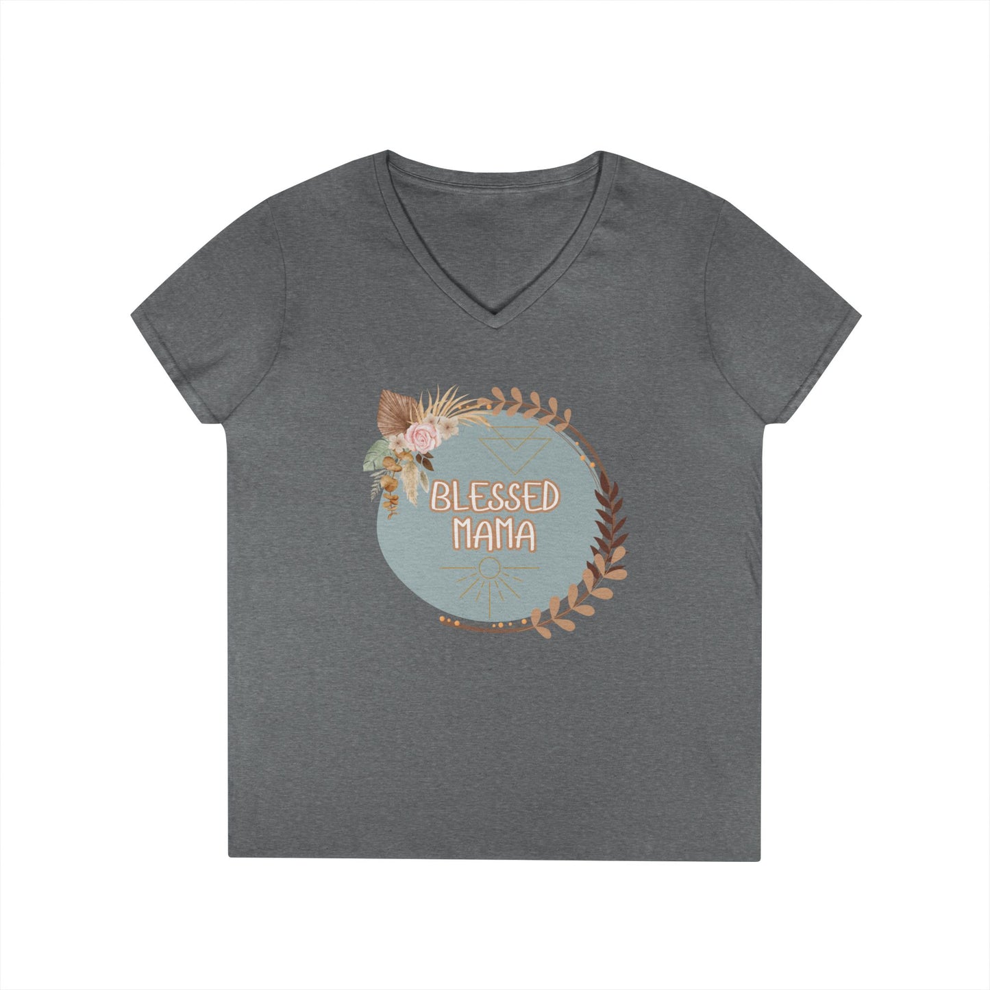 'Blessed Mama' Ladies' V-Neck T-Shirt
