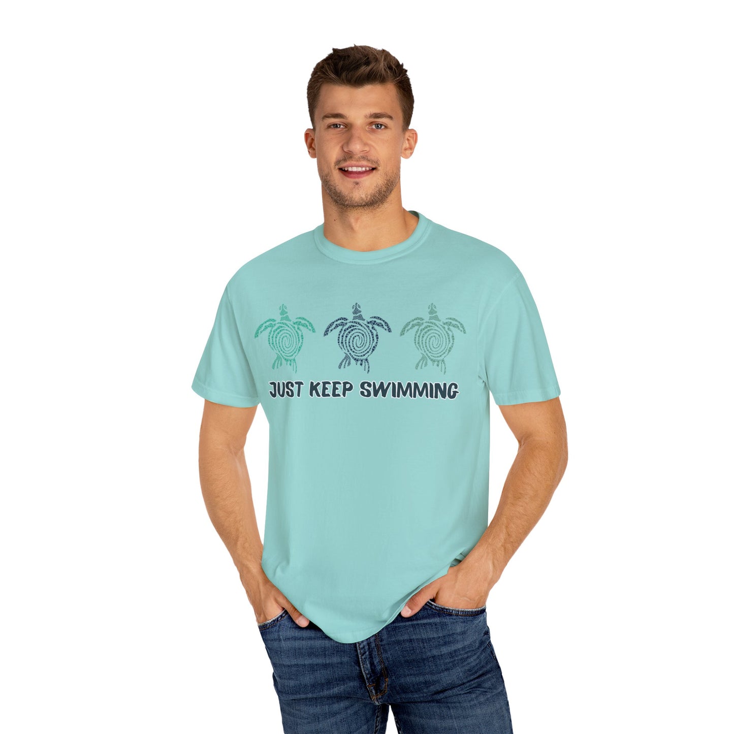'Just Keep Swimming' Unisex Garment-Dyed T-shirt