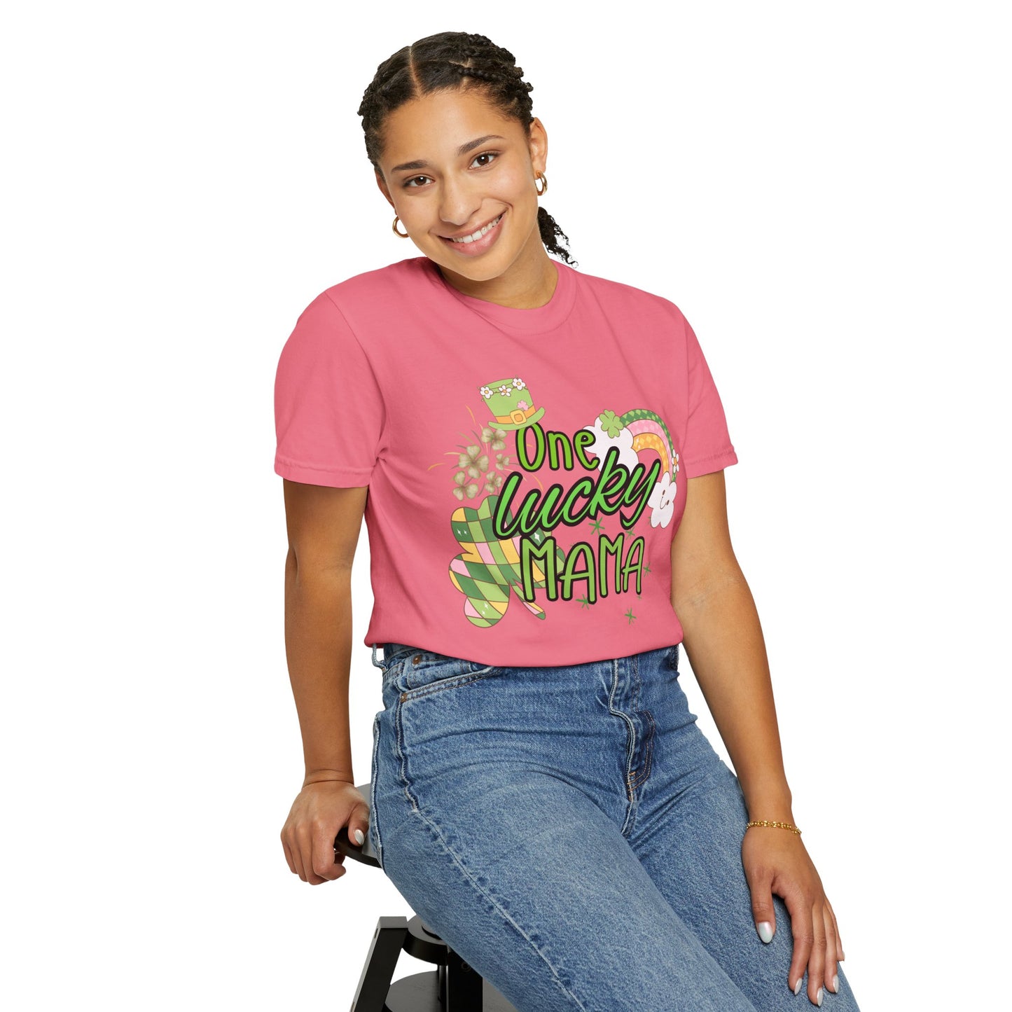 'One Lucky Mama' Unisex Garment-Dyed T-shirt