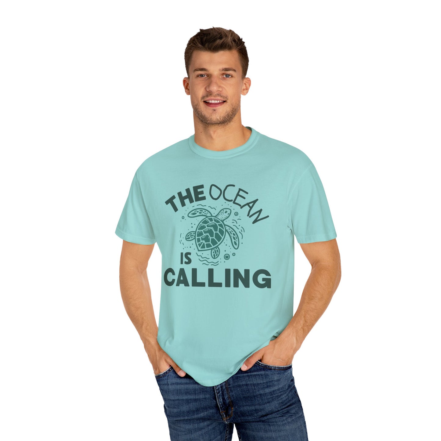 'The Ocean Is Calling' Unisex Garment-Dyed T-shirt