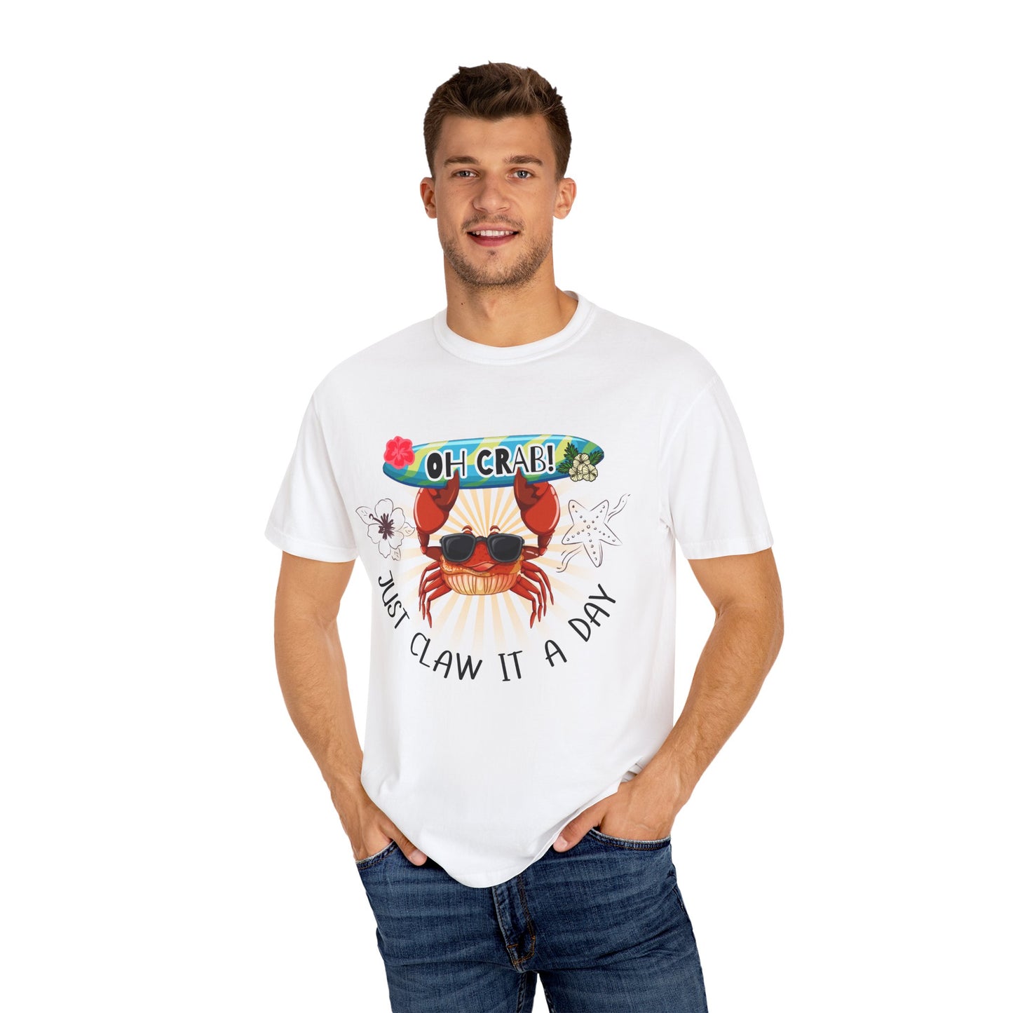 'Oh Crab! Just Claw It A Day' Unisex Garment-Dyed T-shirt