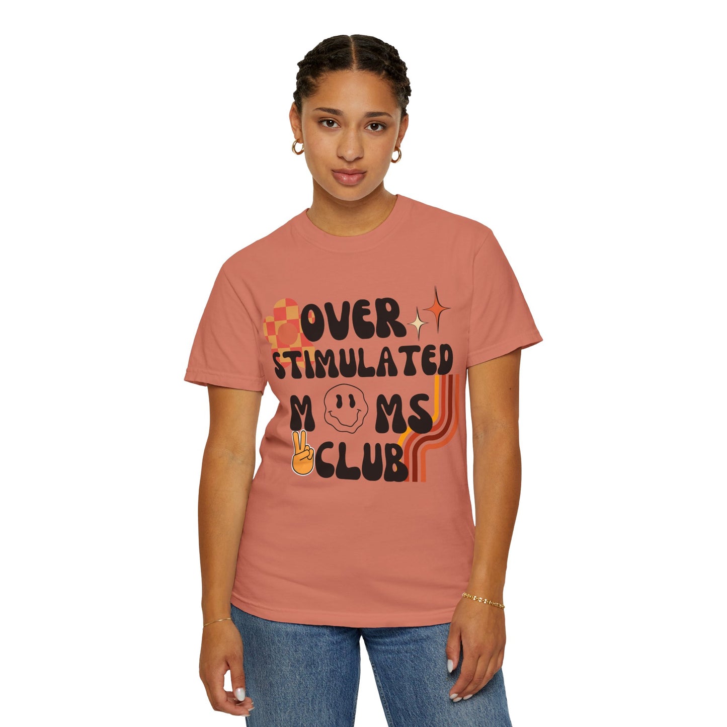 'Retro Over Stimulated Moms Club' Unisex Garment-Dyed T-shirt
