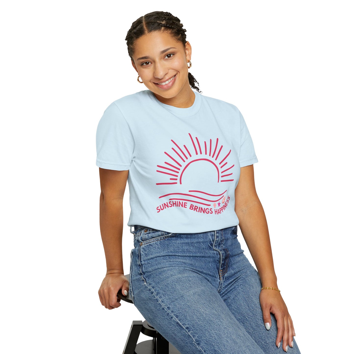 'Sunshine Brings Happiness' Unisex Garment-Dyed T-shirt