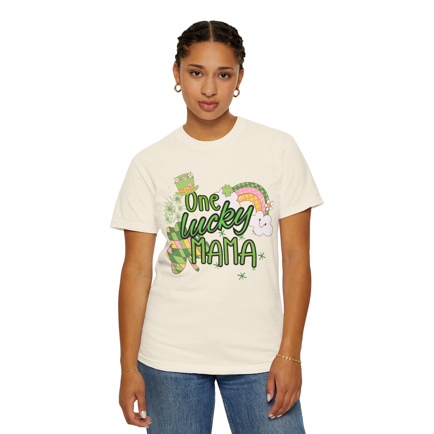 'One Lucky Mama' Unisex Garment-Dyed T-shirt