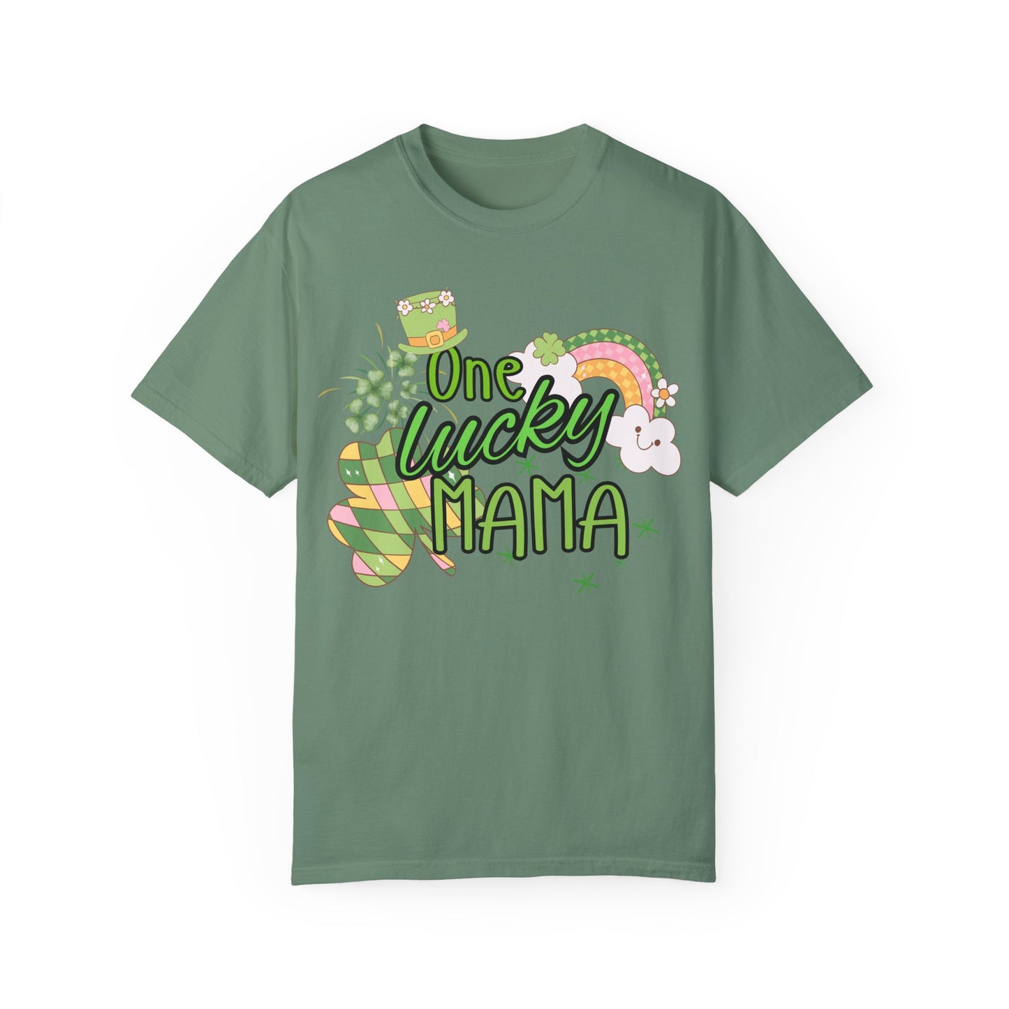 'One Lucky Mama' Unisex Garment-Dyed T-shirt