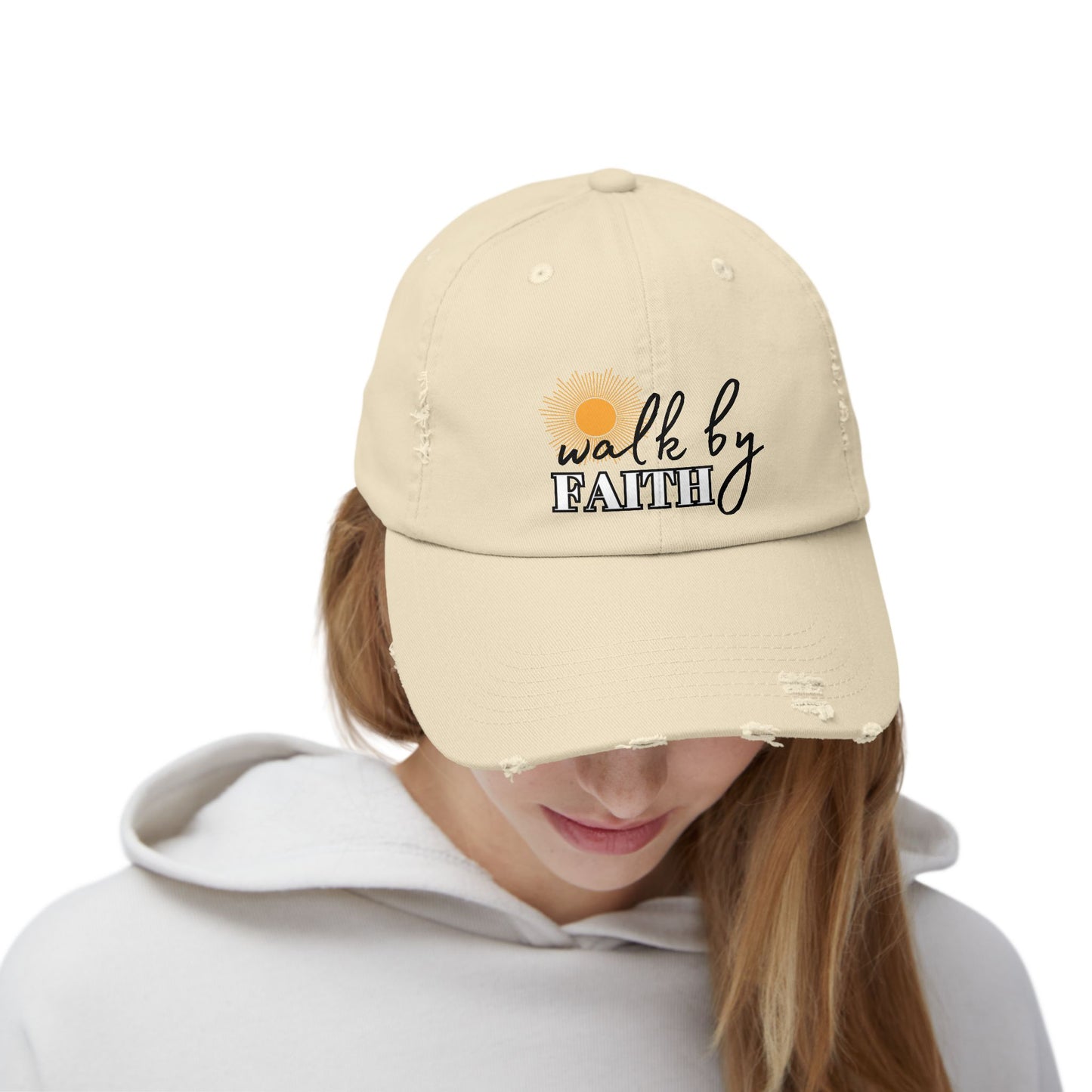 'Walk by Faith' Unisex Distressed Cap