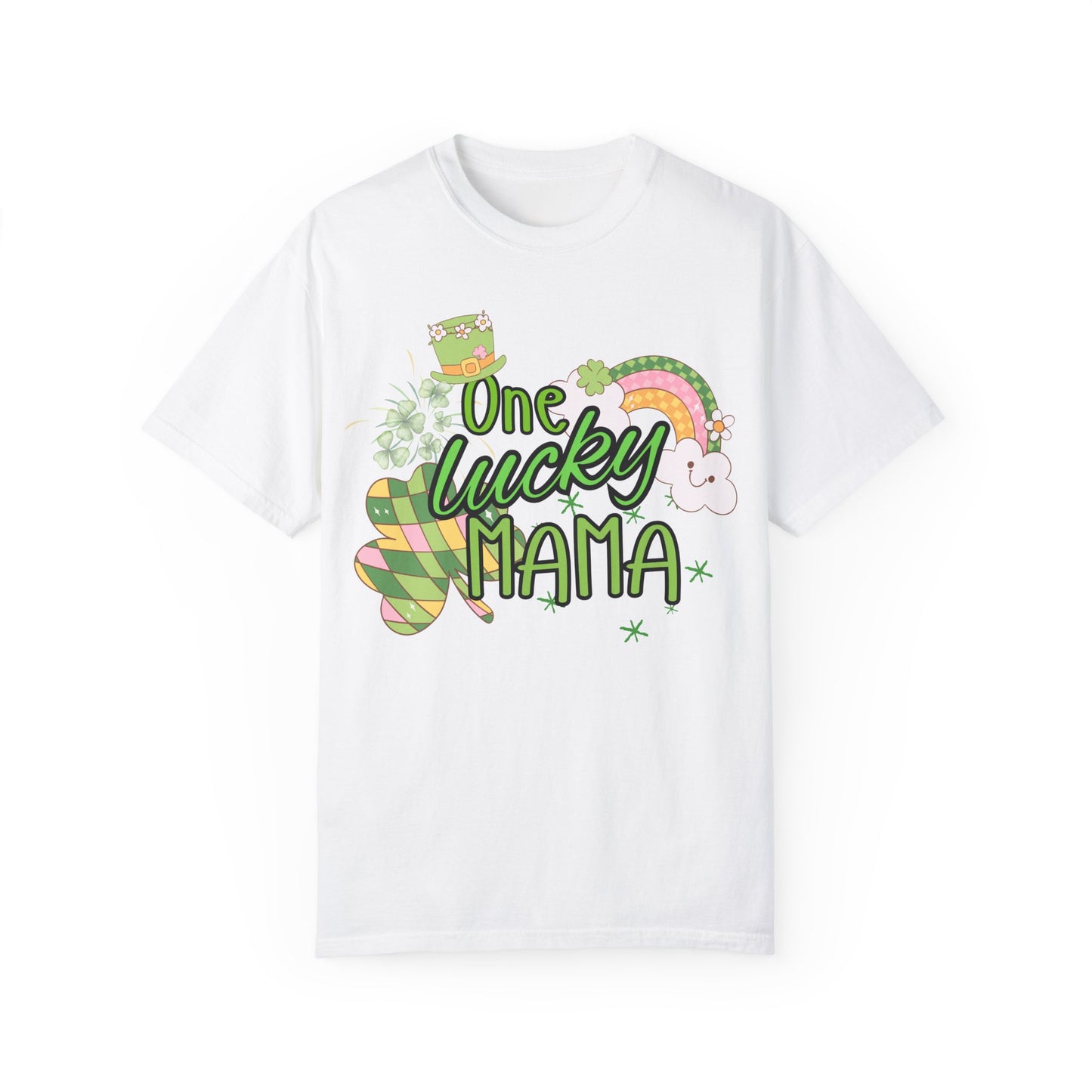 'One Lucky Mama' Unisex Garment-Dyed T-shirt