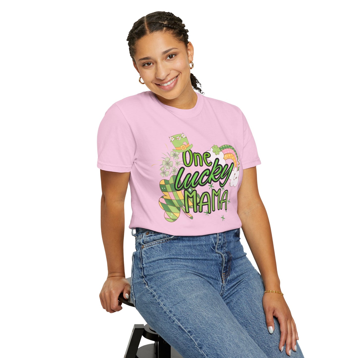 'One Lucky Mama' Unisex Garment-Dyed T-shirt