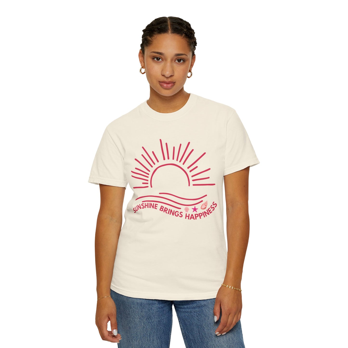 'Sunshine Brings Happiness' Unisex Garment-Dyed T-shirt
