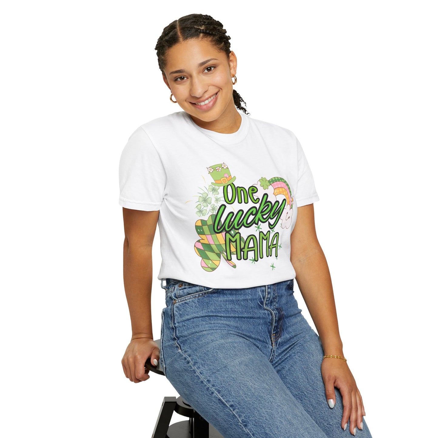 'One Lucky Mama' Unisex Garment-Dyed T-shirt
