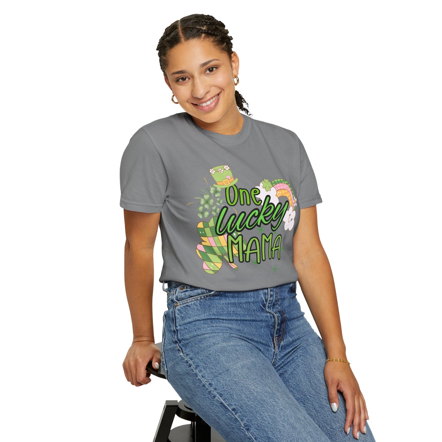 'One Lucky Mama' Unisex Garment-Dyed T-shirt