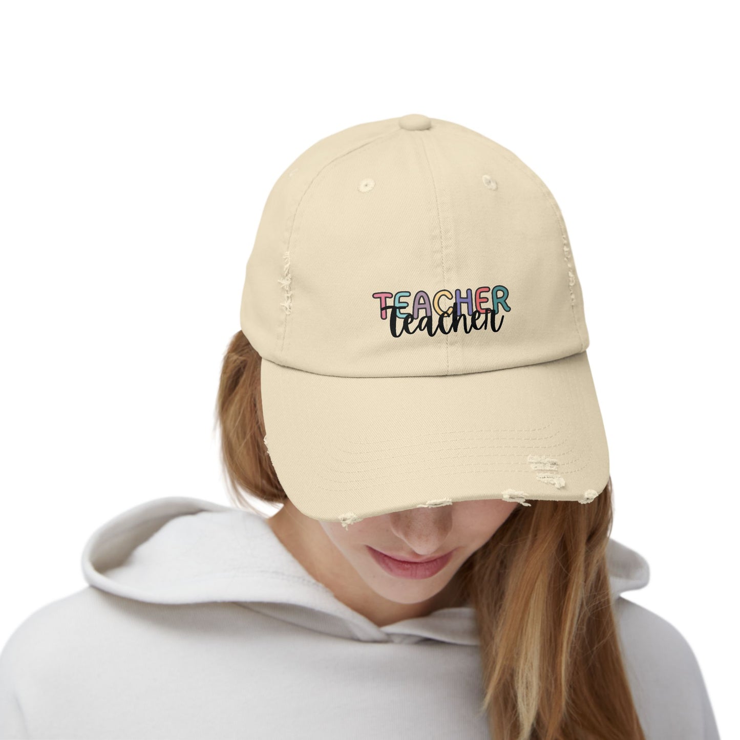 'Teacher' Unisex Distressed Cap