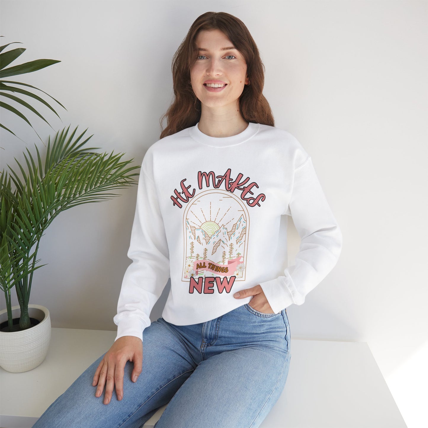 'He Makes All Things New' Unisex Heavy Blend™ Crewneck Sweatshirt