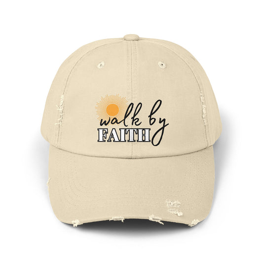 'Walk by Faith' Unisex Distressed Cap