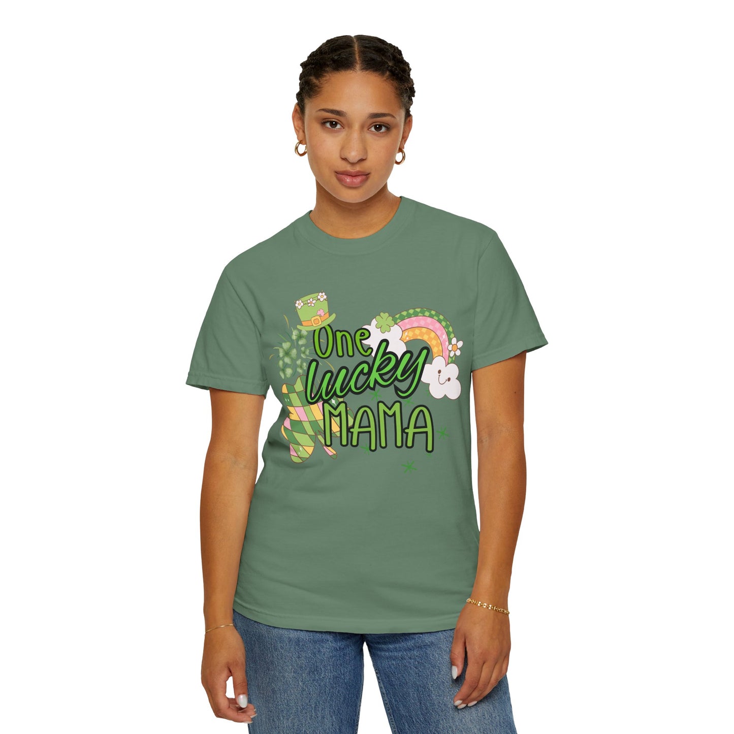 'One Lucky Mama' Unisex Garment-Dyed T-shirt