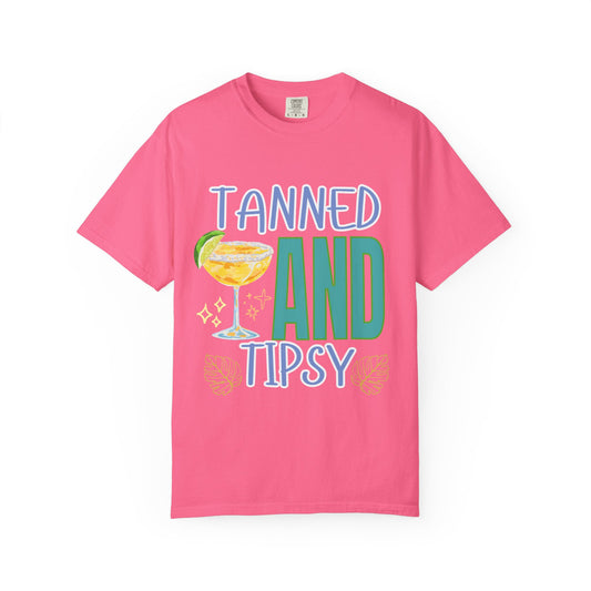 'Tanned and Tipsy' Unisex Garment-Dyed T-shirt