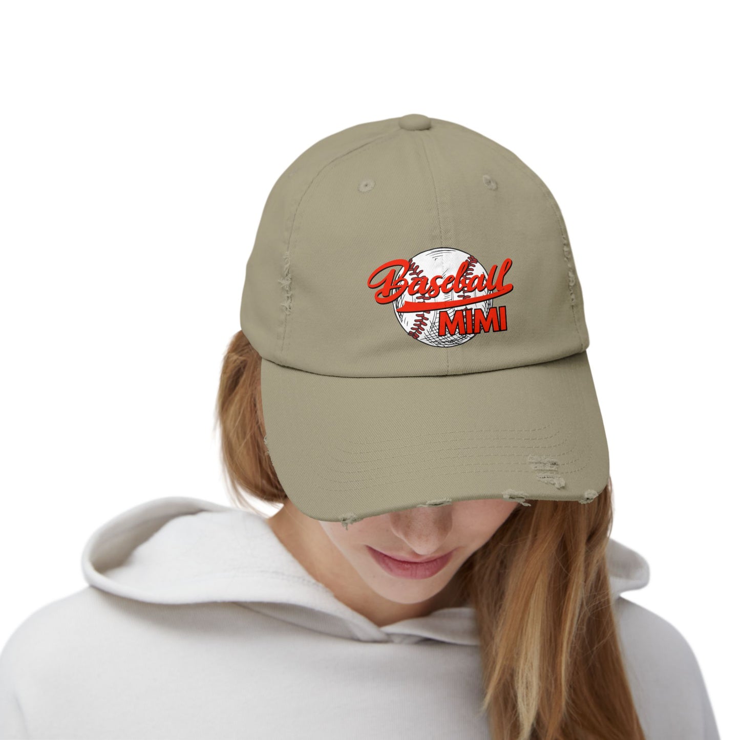 'Baseball Mimi' Unisex Distressed Cap
