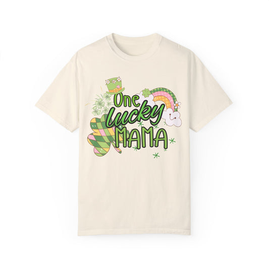 'One Lucky Mama' Unisex Garment-Dyed T-shirt