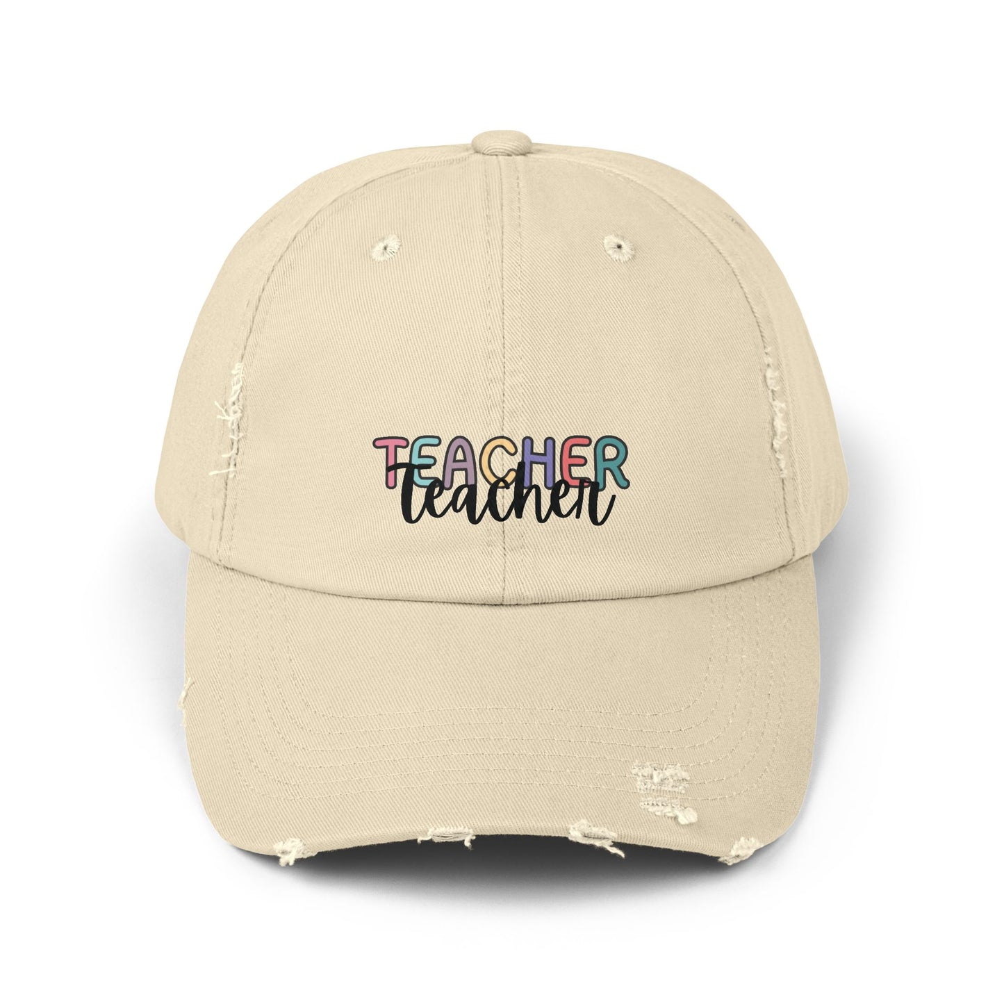 'Teacher' Unisex Distressed Cap