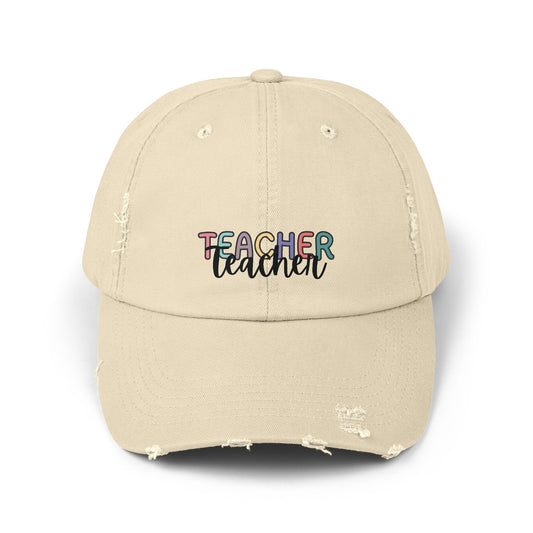 'Teacher' Unisex Distressed Cap