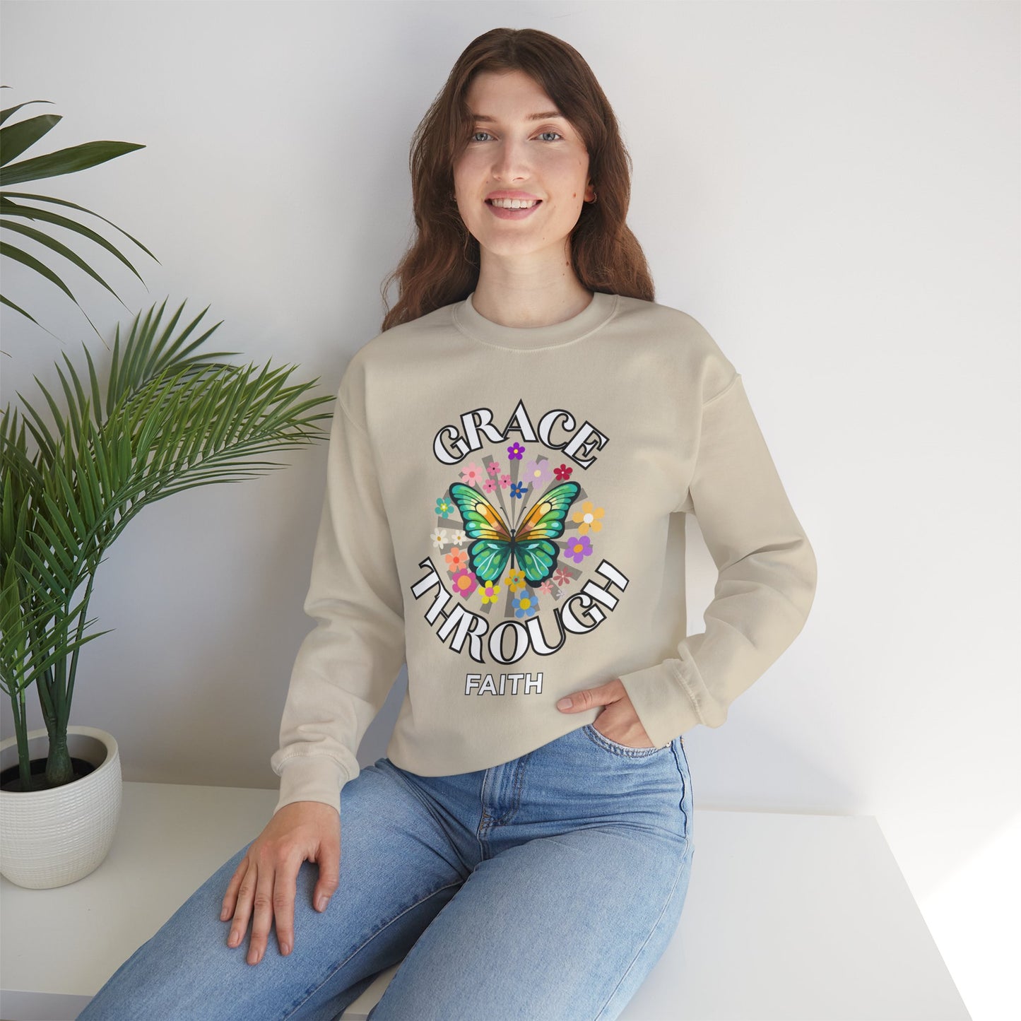 'Grace Through Faith' Unisex Heavy Blend™ Crewneck Sweatshirt