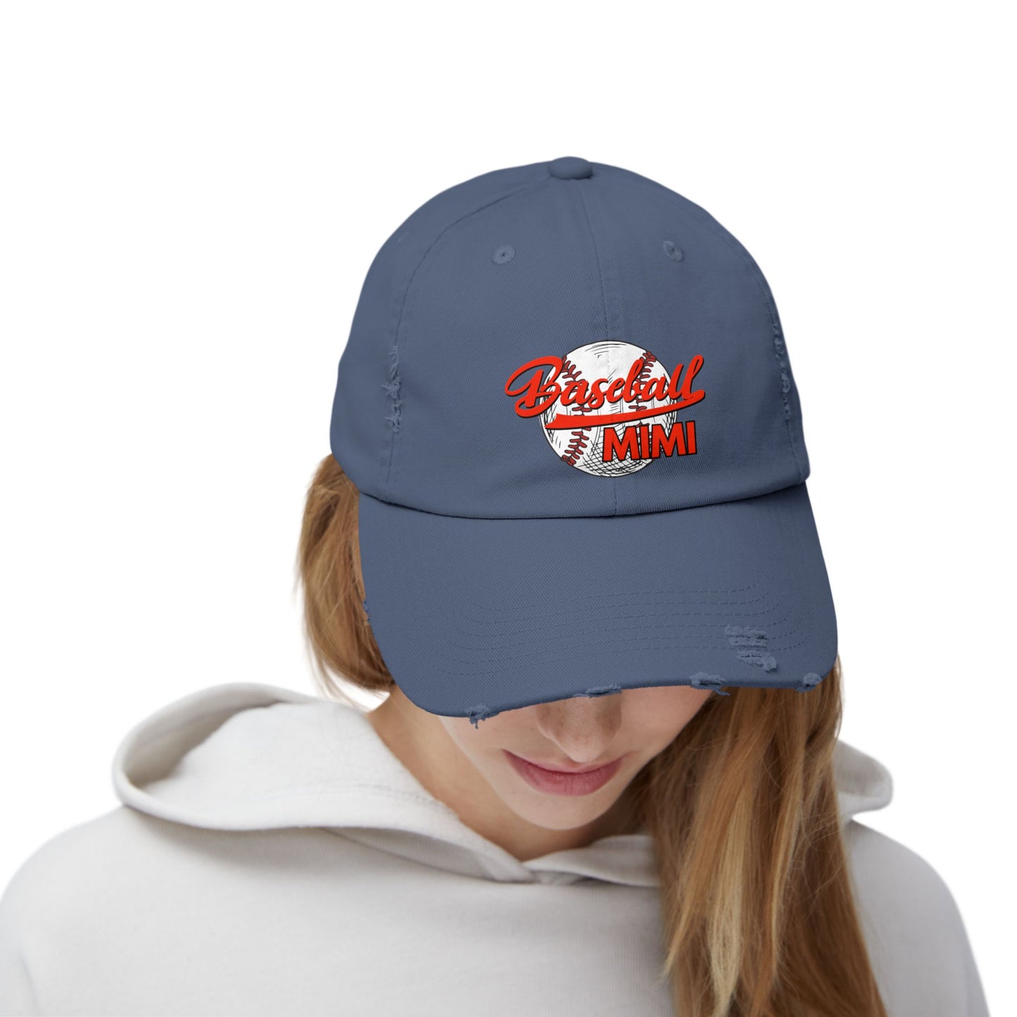 'Baseball Mimi' Unisex Distressed Cap