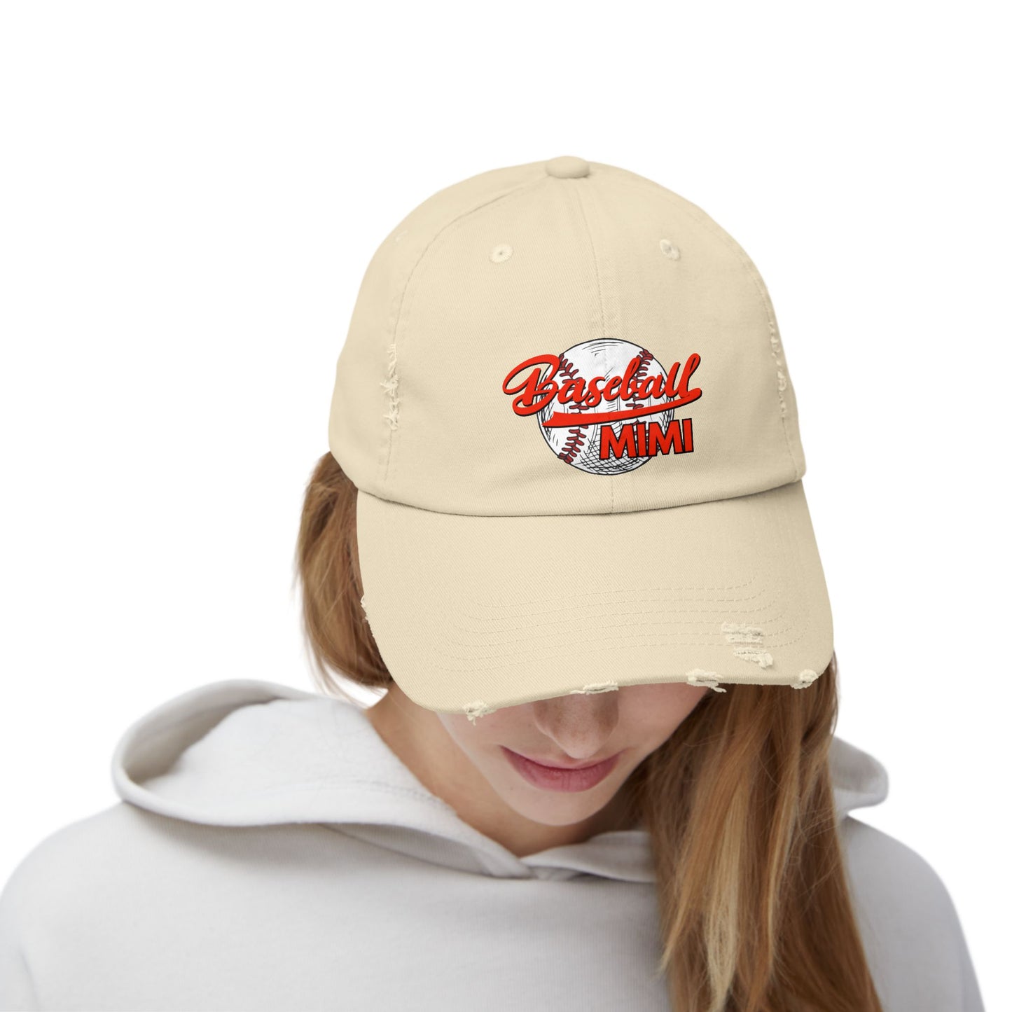 'Baseball Mimi' Unisex Distressed Cap