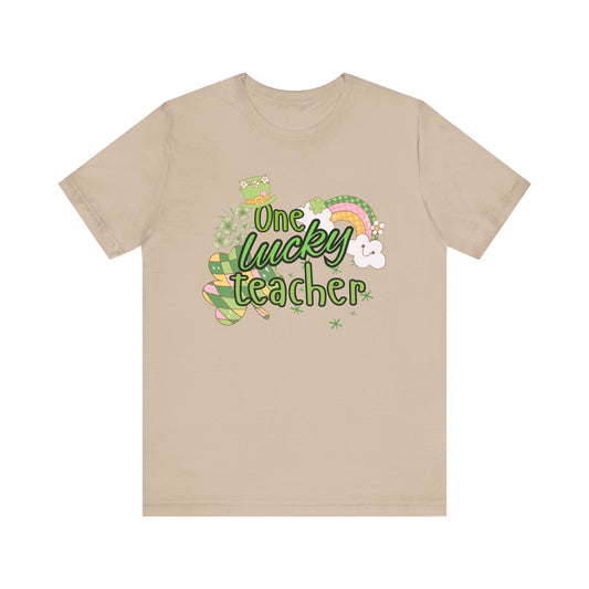 'One Lucky Teacher' Unisex Jersey Short Sleeve Tee