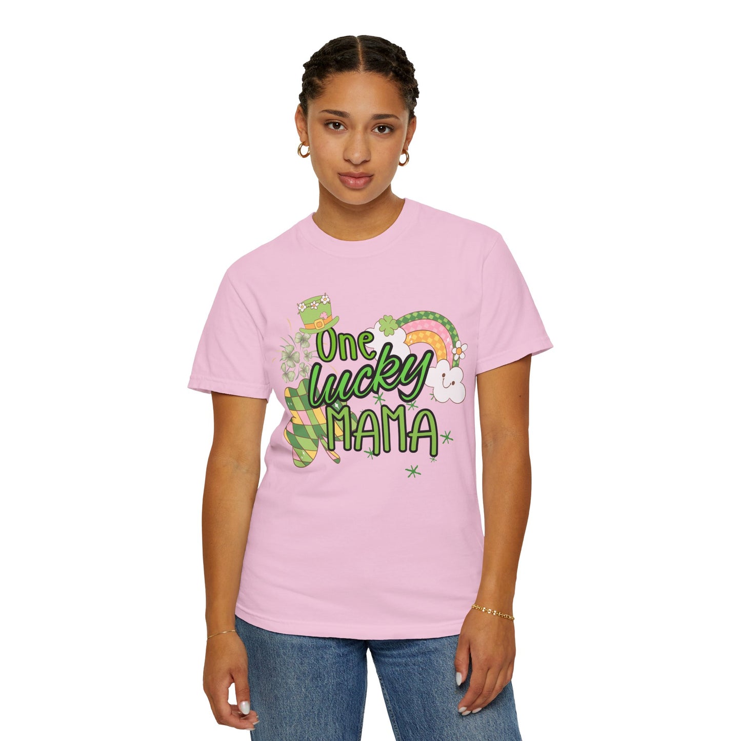 'One Lucky Mama' Unisex Garment-Dyed T-shirt