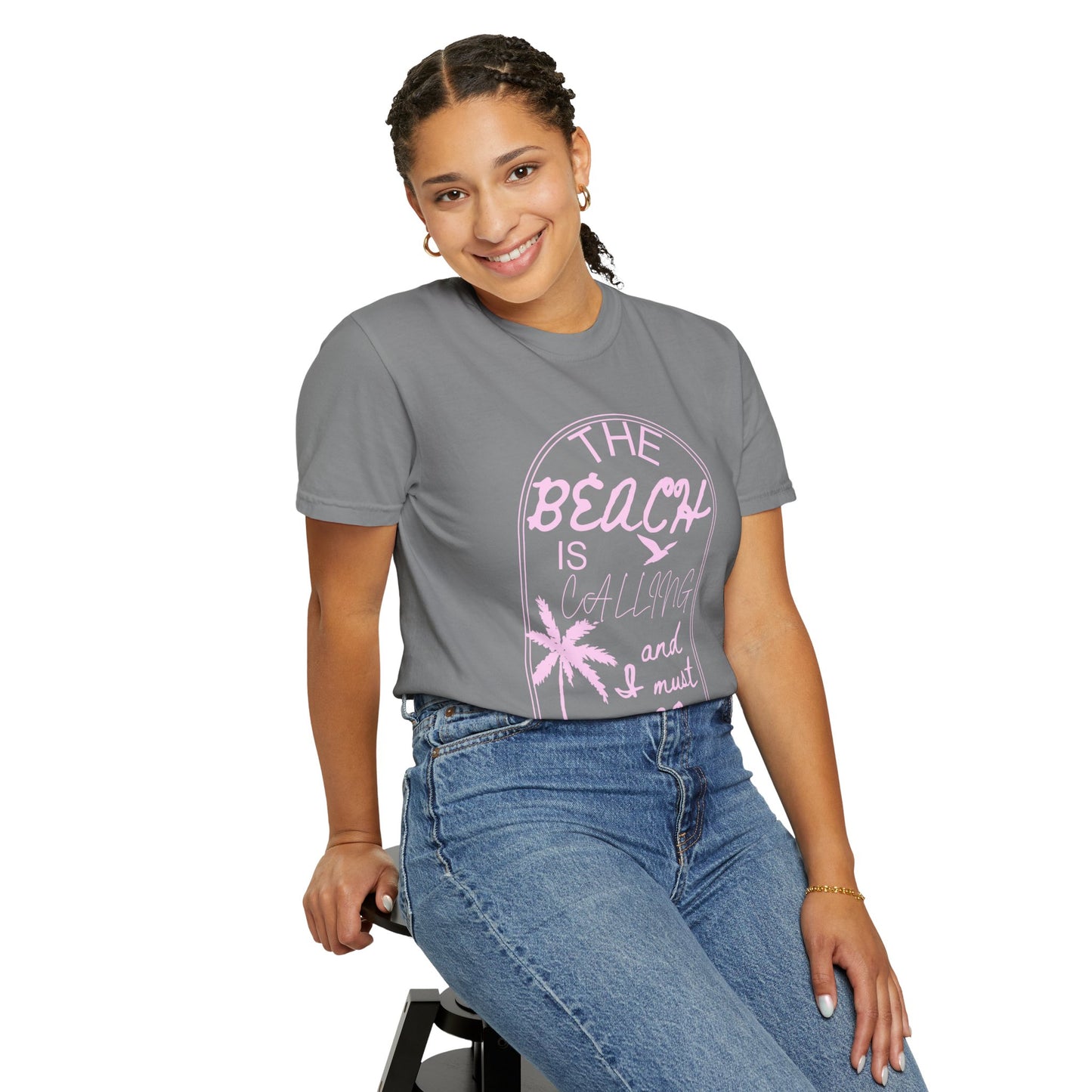 'The Beach Is Calling & I Must Go' Unisex Garment-Dyed T-shirt