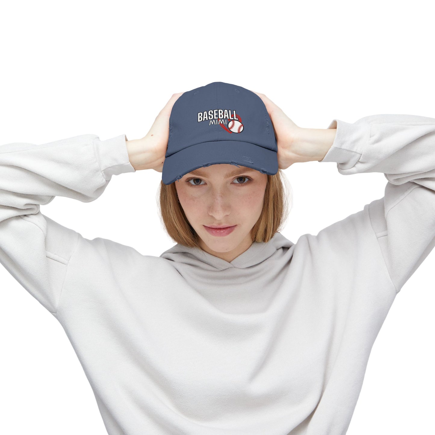 'Baseball Mimi' Unisex Distressed Cap