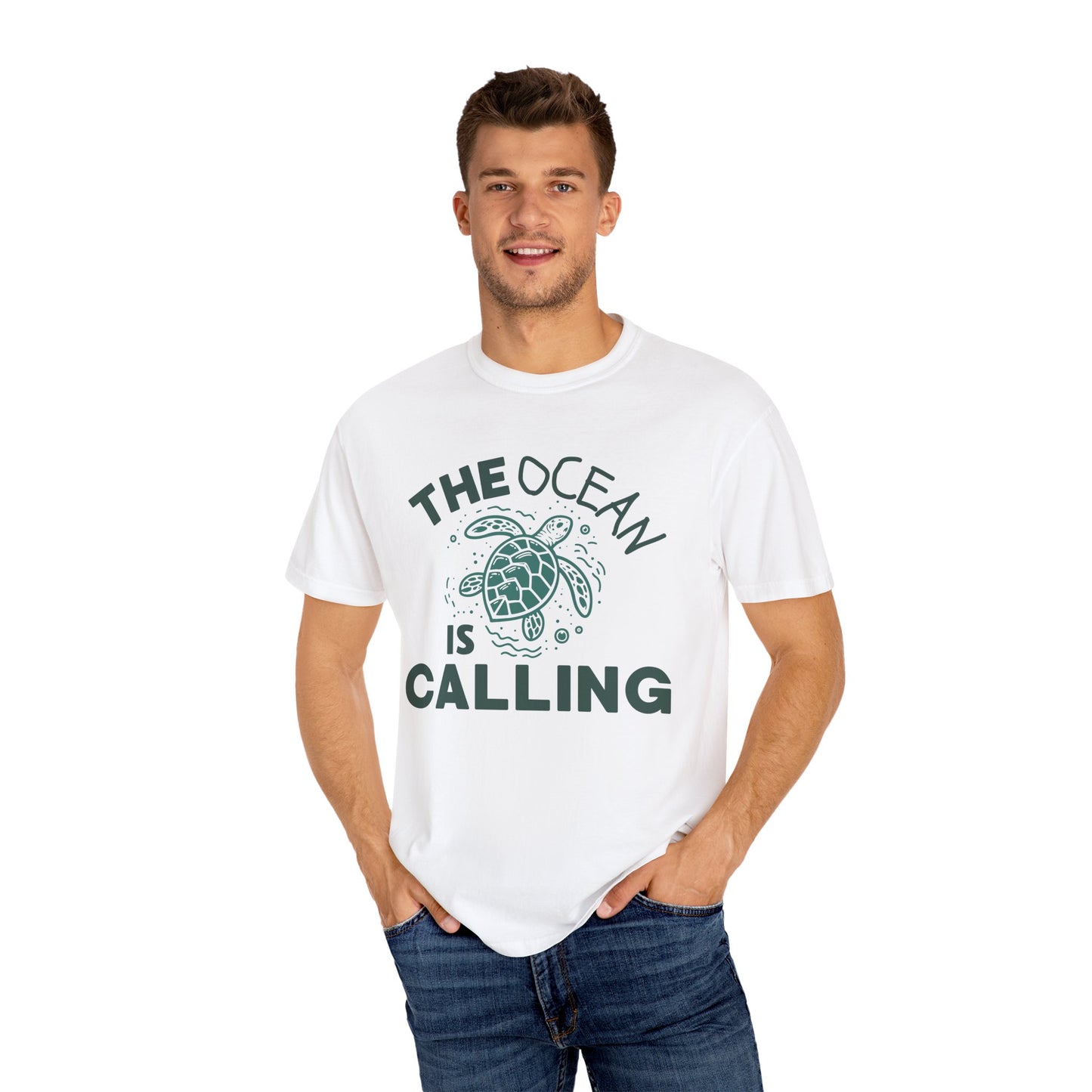 'The Ocean Is Calling' Unisex Garment-Dyed T-shirt