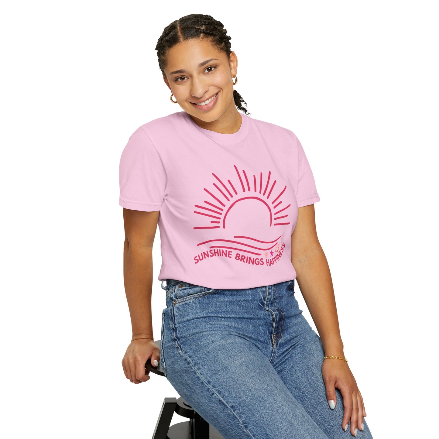 'Sunshine Brings Happiness' Unisex Garment-Dyed T-shirt