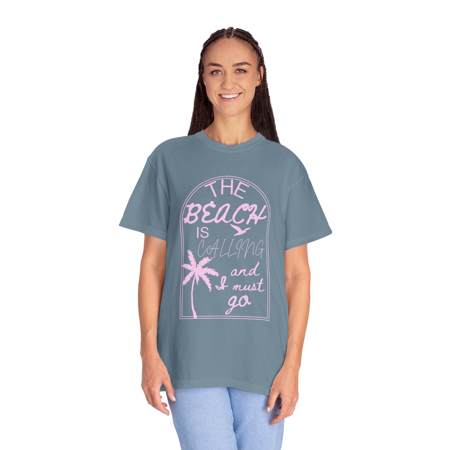 'The Beach Is Calling & I Must Go' Unisex Garment-Dyed T-shirt