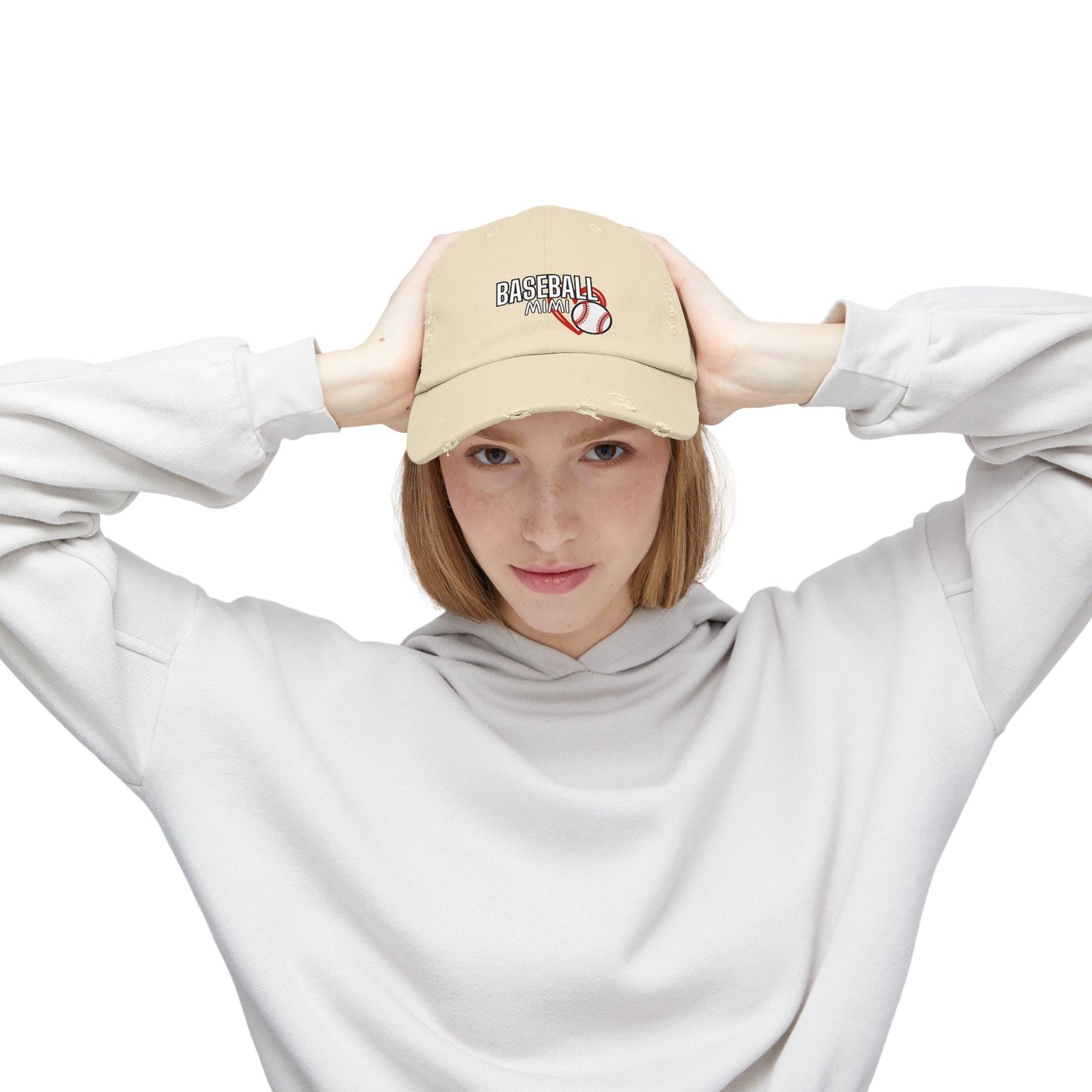 'Baseball Mimi' Unisex Distressed Cap