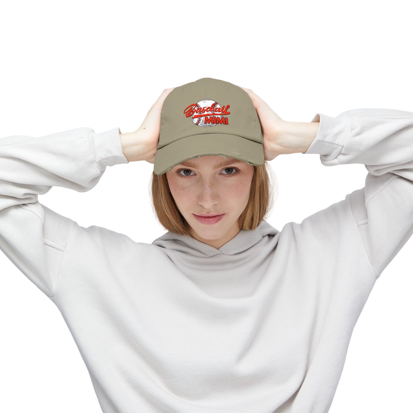'Baseball Mimi' Unisex Distressed Cap