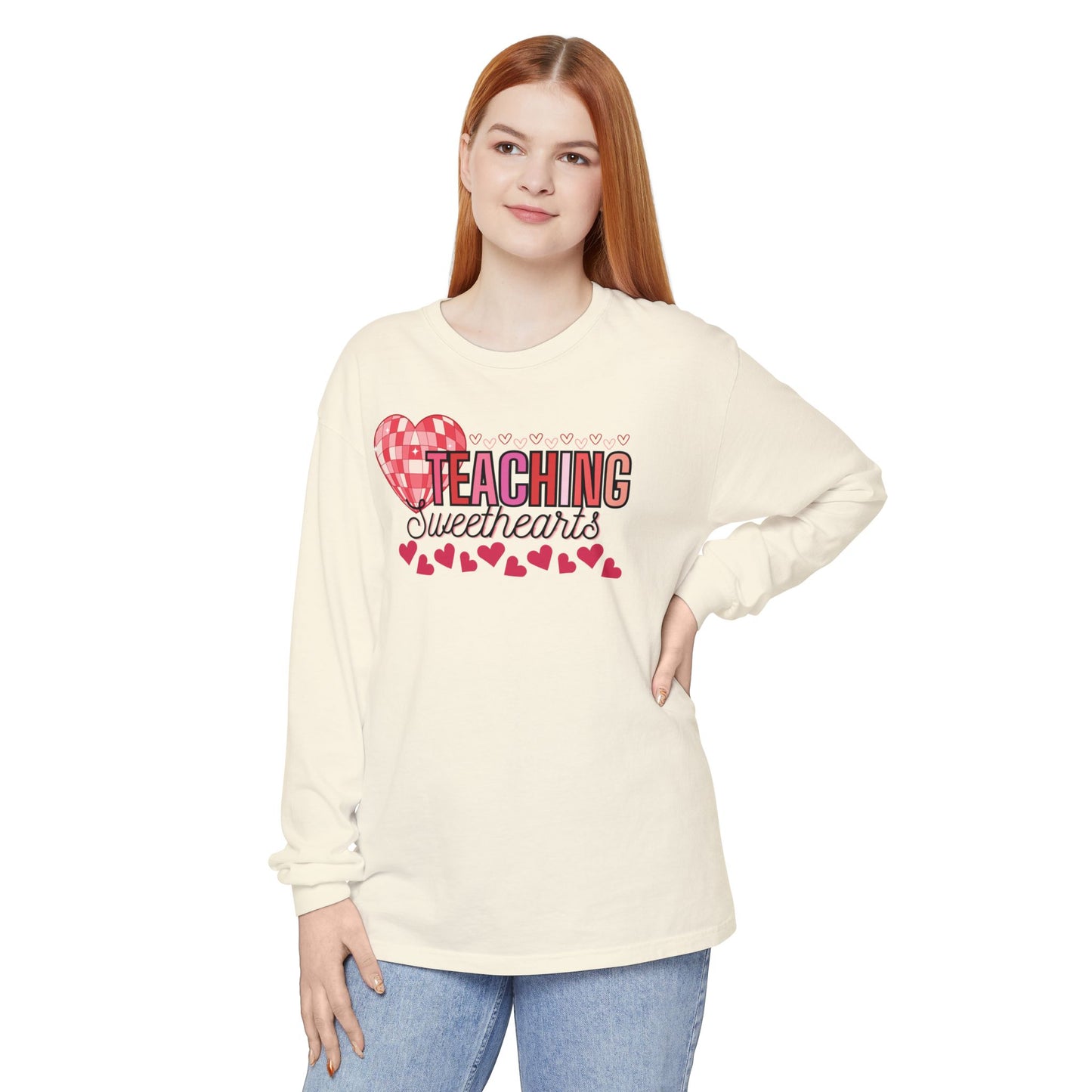 'Teaching Sweethearts' Unisex Garment-dyed Long Sleeve T-Shirt