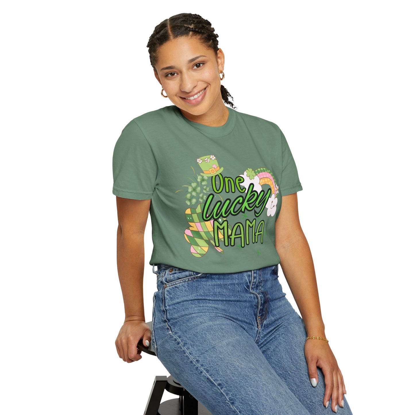 'One Lucky Mama' Unisex Garment-Dyed T-shirt