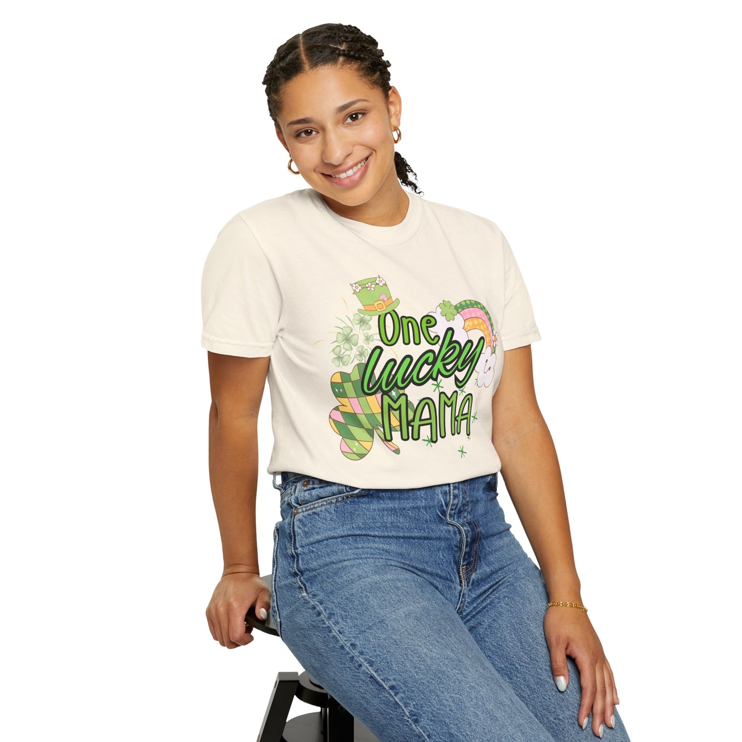 'One Lucky Mama' Unisex Garment-Dyed T-shirt
