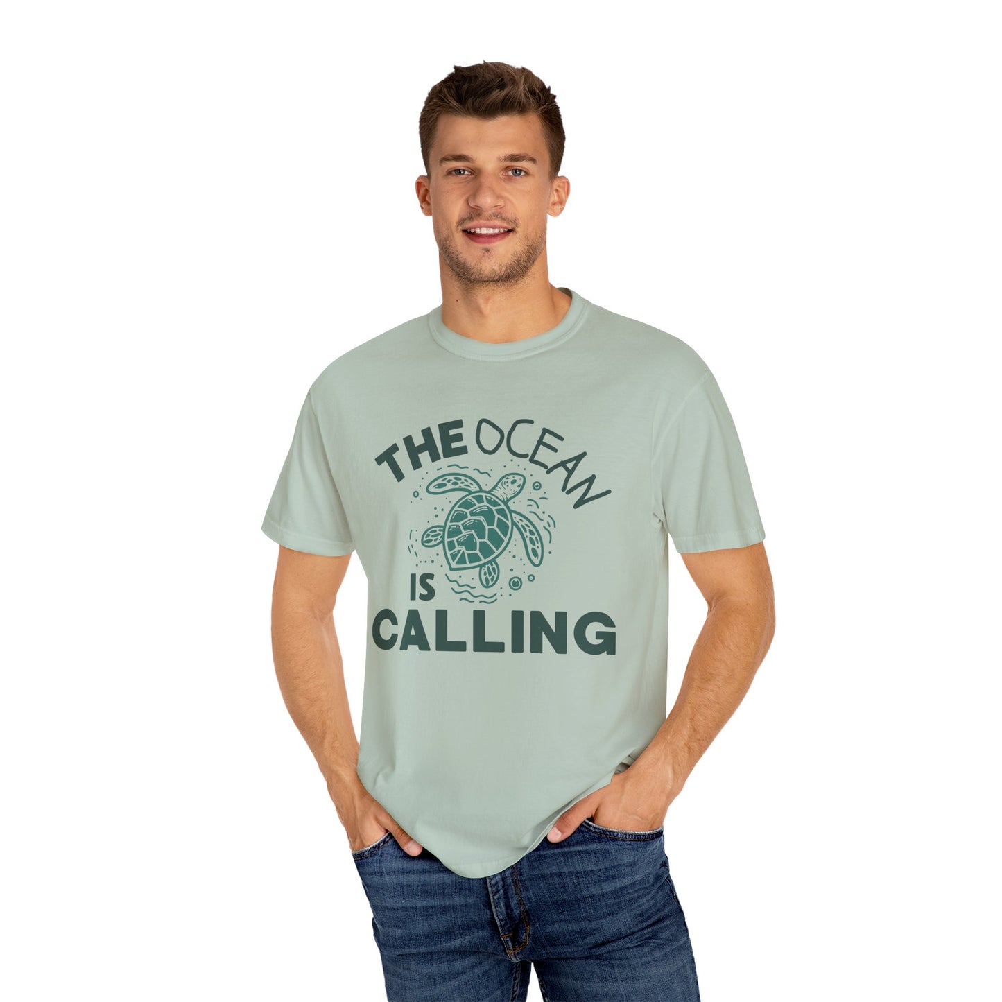 'The Ocean Is Calling' Unisex Garment-Dyed T-shirt